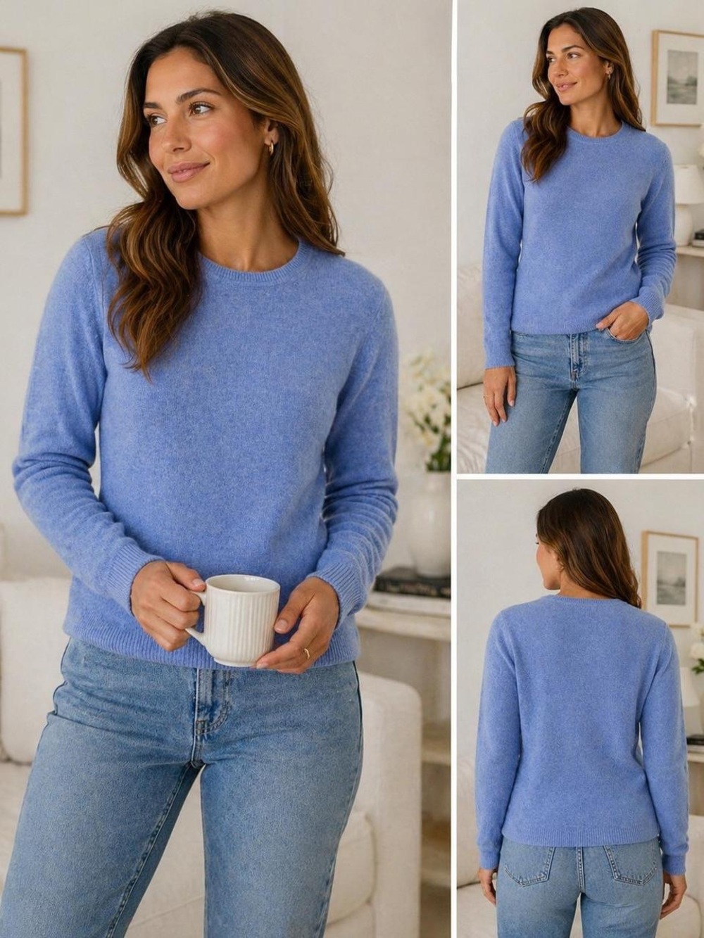 Tahari 100% 2-Ply Cashmere Crewneck Sweater - M